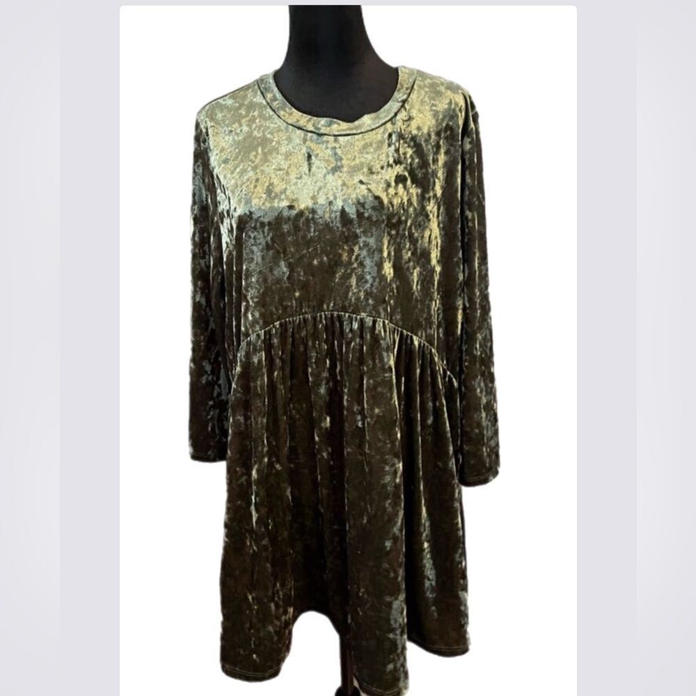 Paisley Grace Velvet green mini dress. Size 1X NWOT